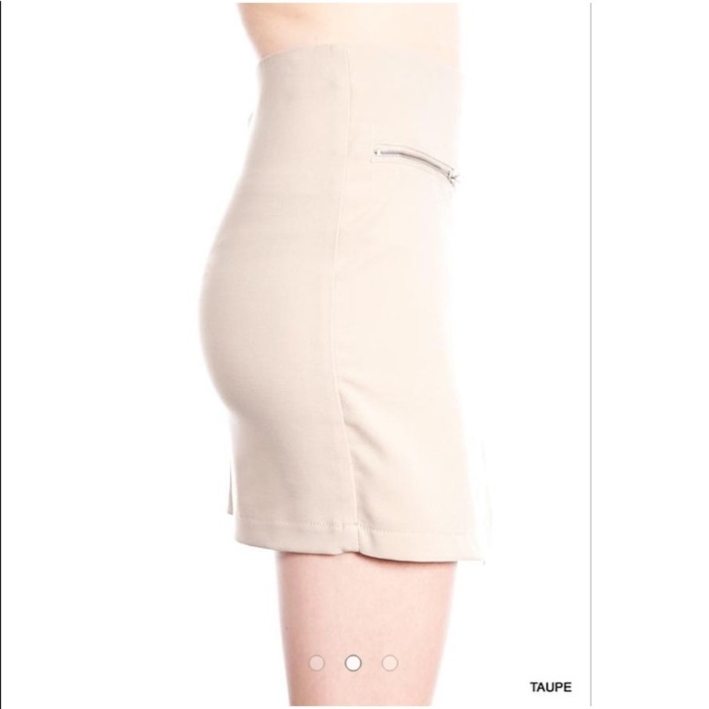 Khaki Asymmetrical Mini Skirt - Picture 2 of 4